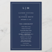 Simple Navy Blue Monogram Élégant programme de mar (Devant)