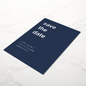 Simple Navy Blue Save the Date Foil Invitation (Rotation)