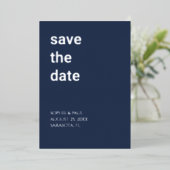 Simple Navy Blue Save the Date Foil Invitation (Debout devant)