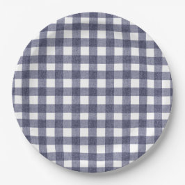 Simple navy gingham paper plates papieren bordje