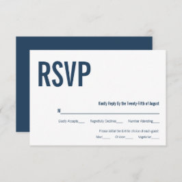 Simple Navy Typography Wedding RSVP Kaart