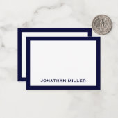 Simple Navy White Typographic Name Notitiekaartje (Voorkant / Achterkant in situ)