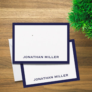 Simple Navy White Typographic Name Notitiekaartje