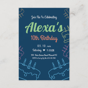 Simple Neon 10e anniversaire Invitation   Personna
