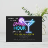 Simple Neon Martini Happy Hour Invitation (Debout devant)