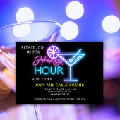 Simple Neon Martini Happy Hour Invitation