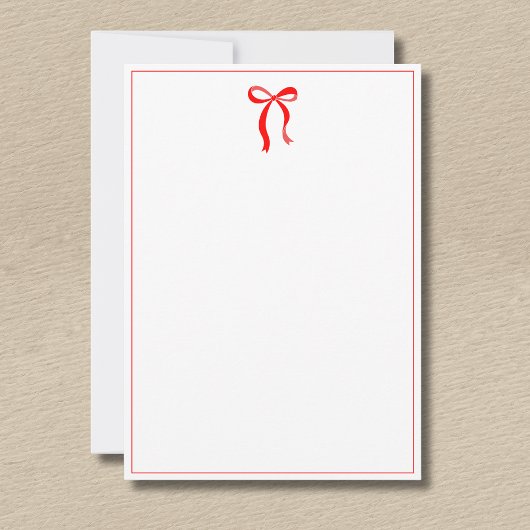 Simple Neon Red Bow Thin Border No text Notitiekaartje