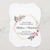 Simple No Fuss Blush Floral Wedding Invitations (Devant / Derrière)