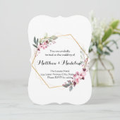 Simple No Fuss Blush Floral Wedding Invitations (Debout devant)