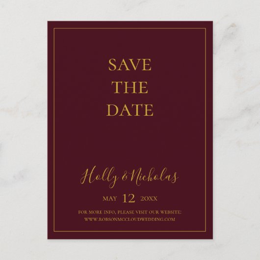 Simple Noël | Carte postale rouge "Save The Date" (Devant)