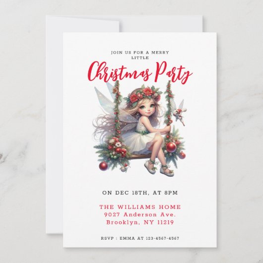 Simple Noël Fairy Party Invitation (Devant)