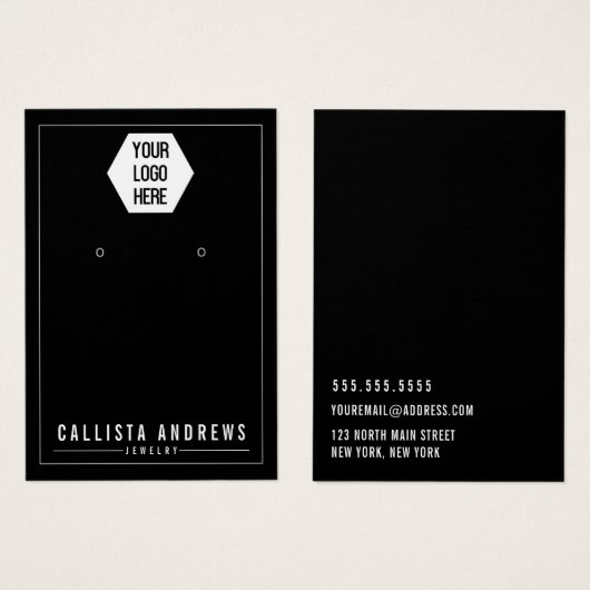 Simple Noir Ajouter votre logo Carte d'affichage d (Devant & derrière)