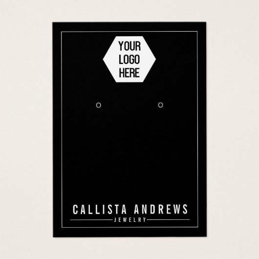 Simple Noir Ajouter votre logo Carte d'affichage d (Devant)