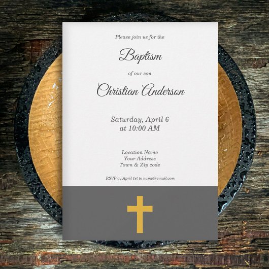 Simple, Noir avec une invitation à la croix d'or B