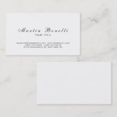 Simple Noir & Blanc Carte de visite tendance (Devant / Derrière)