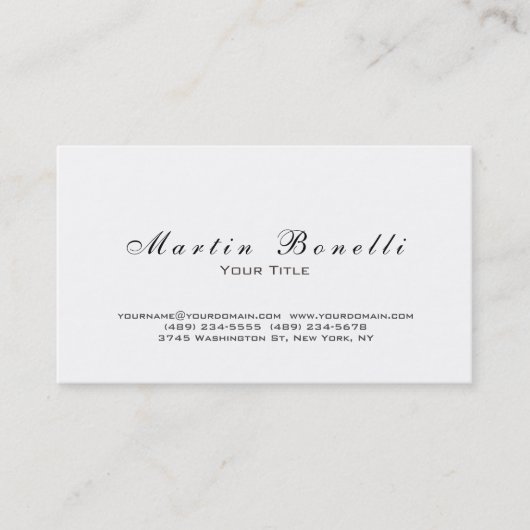 Simple Noir & Blanc Carte de visite tendance (Devant)
