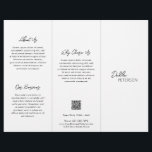 Simple noir blanc contemporain QR Code moderne<br><div class="desc">Brochure moderne et professionnelle en noir et blanc triplé flyer avec un design simple et minimal avec votre nom dans un script élégant et la police sans serif contemporaine. La modèle comprend plusieurs sections divisées pour vos services dans un agencement minimaliste. Le dos contient vos coordonnées et le code QR...</div>