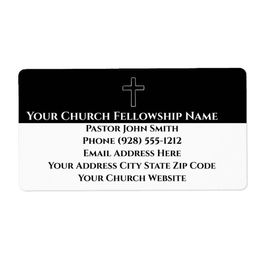 Simple Noir Blanc Croix Plan Étiquettes de l'églis (Devant)