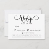 Simple noir blanc élégant mariage rsvp chic (Devant)