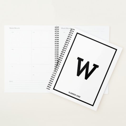 Simple Noir Blanc Initial Mois (Devant avec enveloppe)