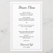 Simple Noir Blanc Moderne Elégant Menu Mariage (Devant)