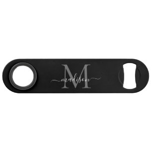 Simple Noir Blanc Monogramme Girly Script élégant