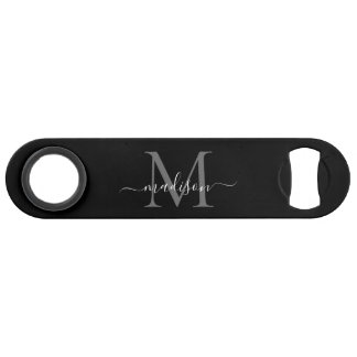 Simple Noir Blanc Monogramme Girly Script élégant