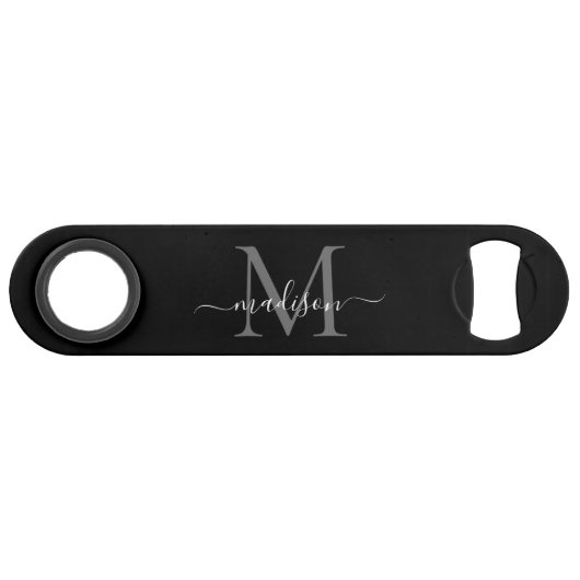 Simple Noir Blanc Monogramme Girly Script élégant (Devant (Horizontal))