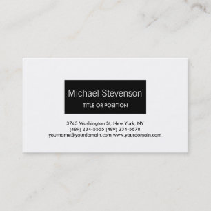 Simple Noir Blanc Plaine Carte de visite moderne