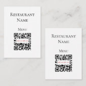 Simple Noir Blanc Restaurant QR Code Carte Menu (Devant / Derrière)
