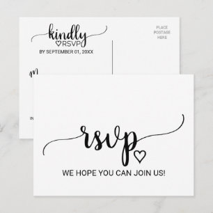 Simple Noir Calligraphie Menu Choix RSVP