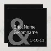 Simple Noir Enregistrer Les Invitations De Date (Devant / Derrière)