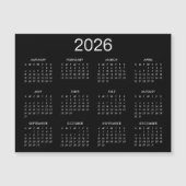 Simple Noir Et Blanc 2024 Calendrier Magnet (Devant)
