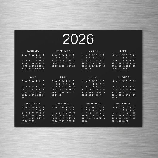 Simple Noir Et Blanc 2024 Calendrier Magnet