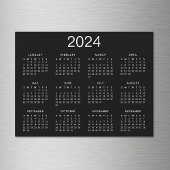 Simple Noir Et Blanc 2024 Calendrier Magnet