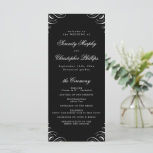 Simple noir et blanc Calligraphy Wedding Programme