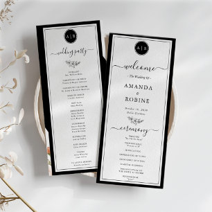 Simple Noir et Blanc Élégant programme de mariage