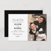 simple noir et blanc enregistrer la carte de date (Devant / Derrière)