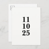 Simple noir et blanc enregistrer la date carte pos (Devant / Derrière)