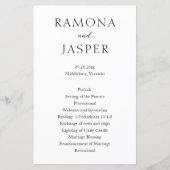 Simple Noir et Blanc Gras Programme de mariage mod (Devant)