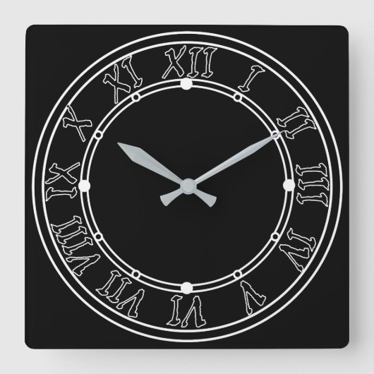 Simple, noir et blanc, horloge murale à la mode (Recto)