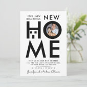 Simple Noir Et Blanc Nouveau Faire-part Photo Mais (Debout devant)