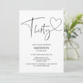 Simple Noir et Blanc Trente Invitation d'anniversa (Debout devant)