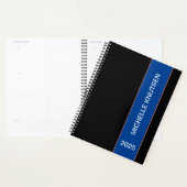 Simple Noir et Bleu Personnalisé Planner 2025 (Devant avec enveloppe)