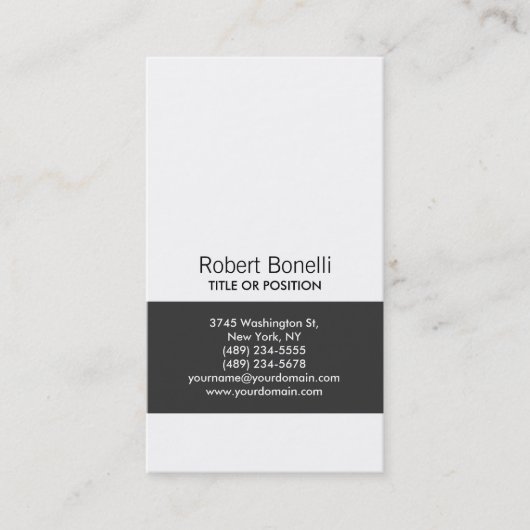 Simple noir gris blanc plaine Carte de visite mode (Devant)