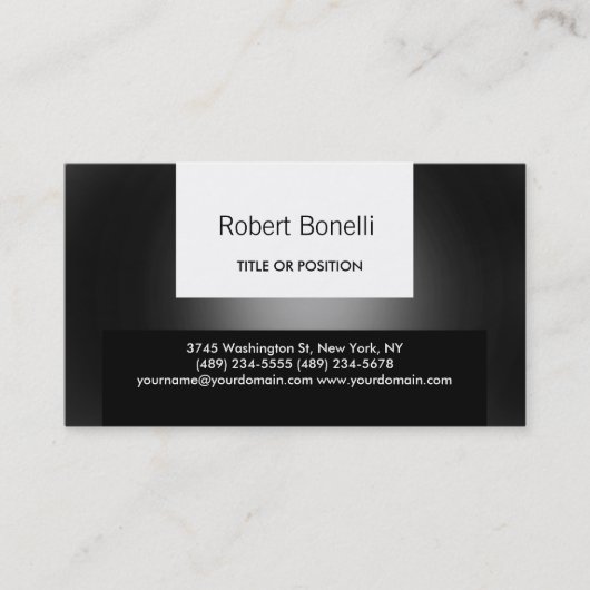 Simple noir gris clair Carte de visite moderne (Devant)