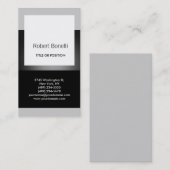Simple noir gris clair Carte de visite moderne (Devant / Derrière)