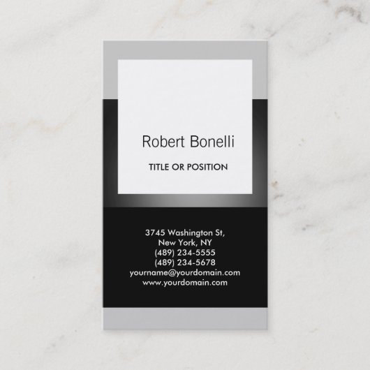 Simple noir gris clair Carte de visite moderne (Devant)