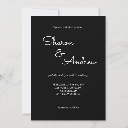 Simple Noir Moderne Faire-part de mariage (Devant)