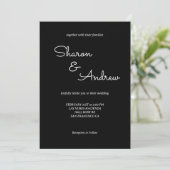 Simple Noir Moderne Faire-part de mariage (Debout devant)